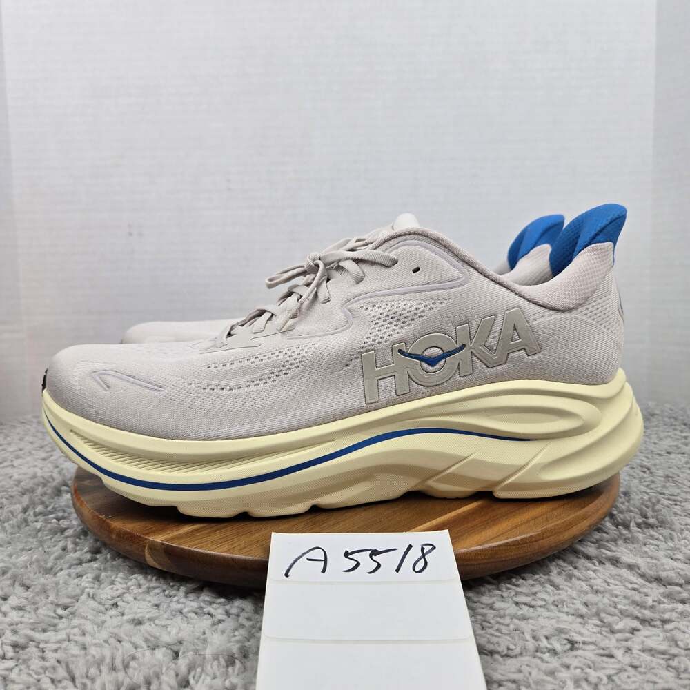 Hoka One One Men 14D Clifton 10 Stucco Virtual Blue Daily Gym Road Running Shoe